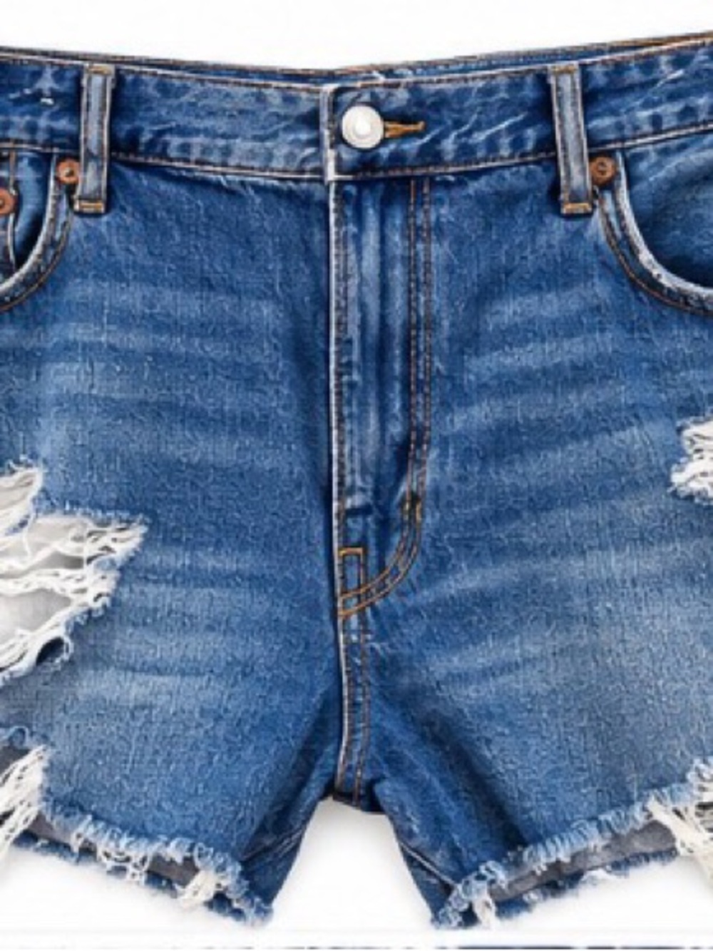 American Eagle Women’s Size 12 Distressed Denim Cutoff Shorts High Rise Ripped